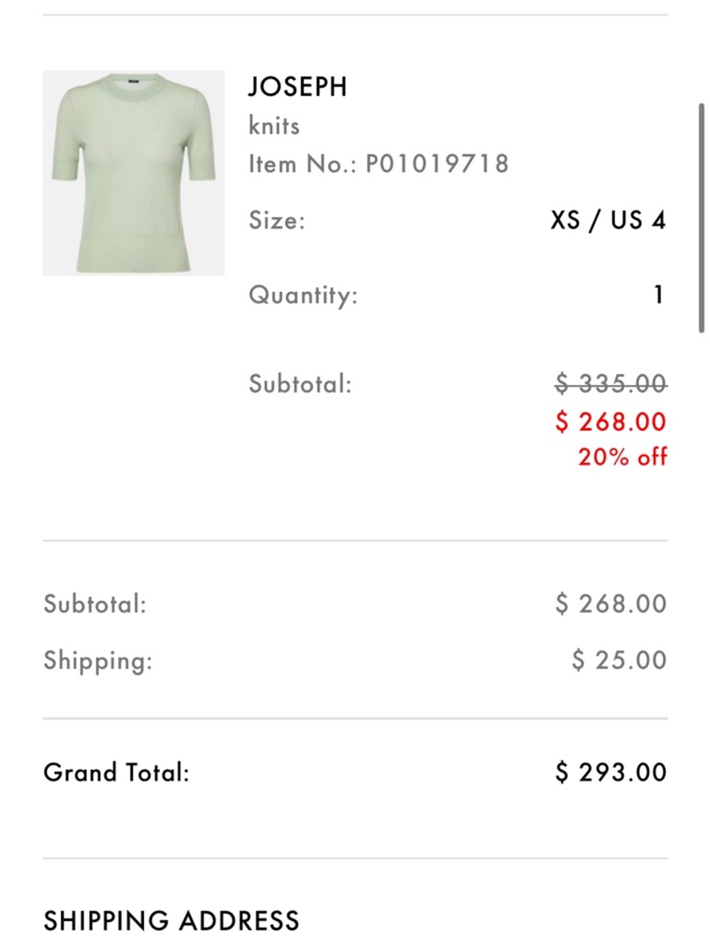JOSEPH Pale Mint Short-Sleeve Knit Top